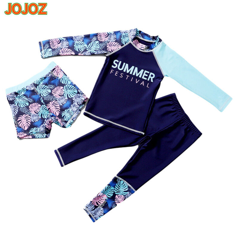 【Ready Stock】JOJOZ Kids Girls Women Swimsuits Quick Dry Sunscreen Long Sleeve Swimwear Pants Shorts Set