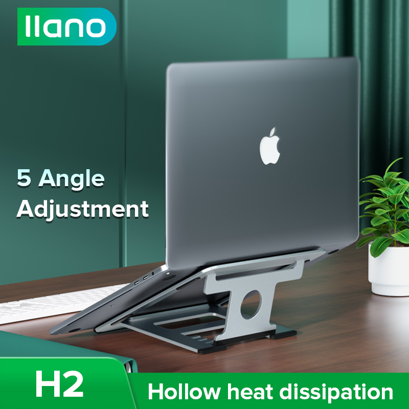 llano 5-Gear Foldable Laptop Stand Aluminum Alloy Portable Bracket with Desktop Lifting Function Non-Slip Rack Holder for 11-15.6 inch Laptop