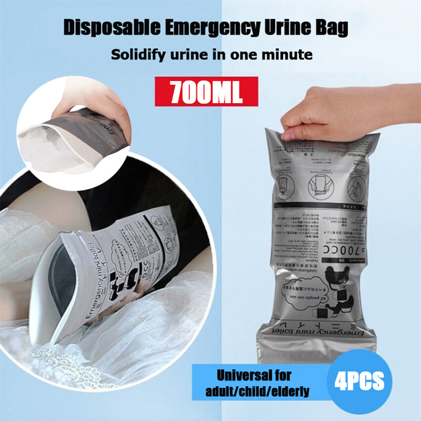 4PCS Disposable Emergency Urinal Bag, Portable Camping Pee Bags, Travel