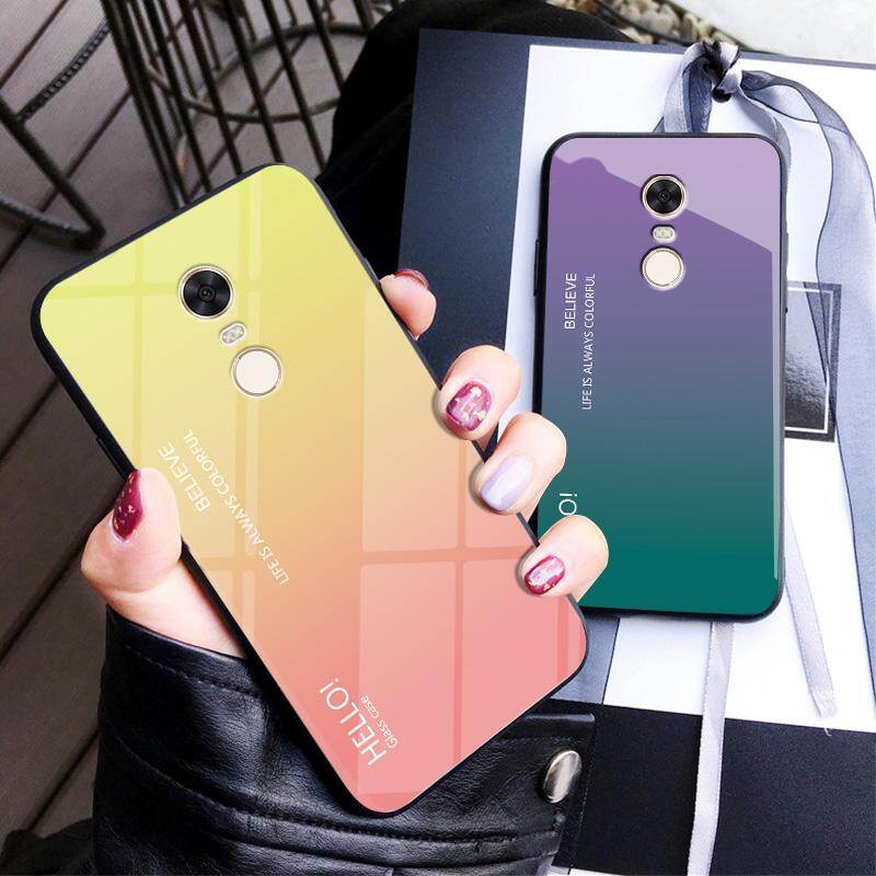 For "Xiaomi Redmi Note 4X" Gradient Tempered Glass Back Cover Protective Phone Case