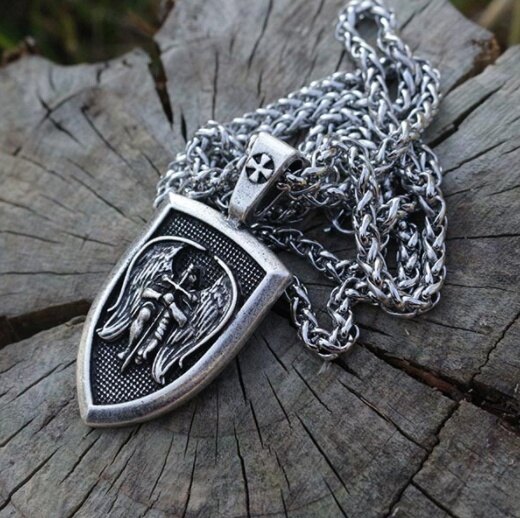 Men's New Fashion Wing Angel Shield Pendant, Men's Personality Punk Pendant Necklace, Men's Fashion Gift Jewelry