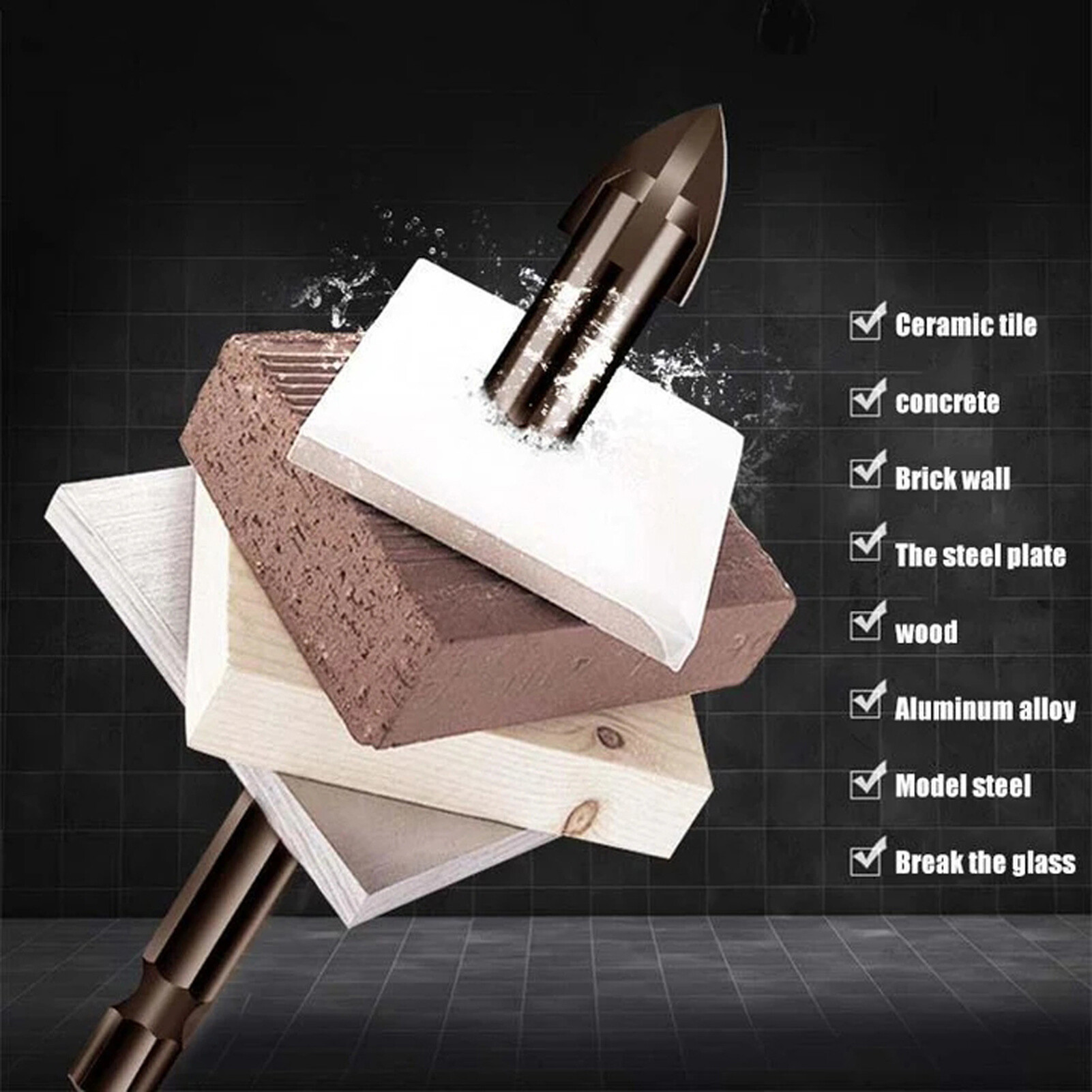 Farfi 5Pcs/Set Drill Bits Rust-Proof Multifunctional Alloy Marble Drill Bit Kit Drilling Tool