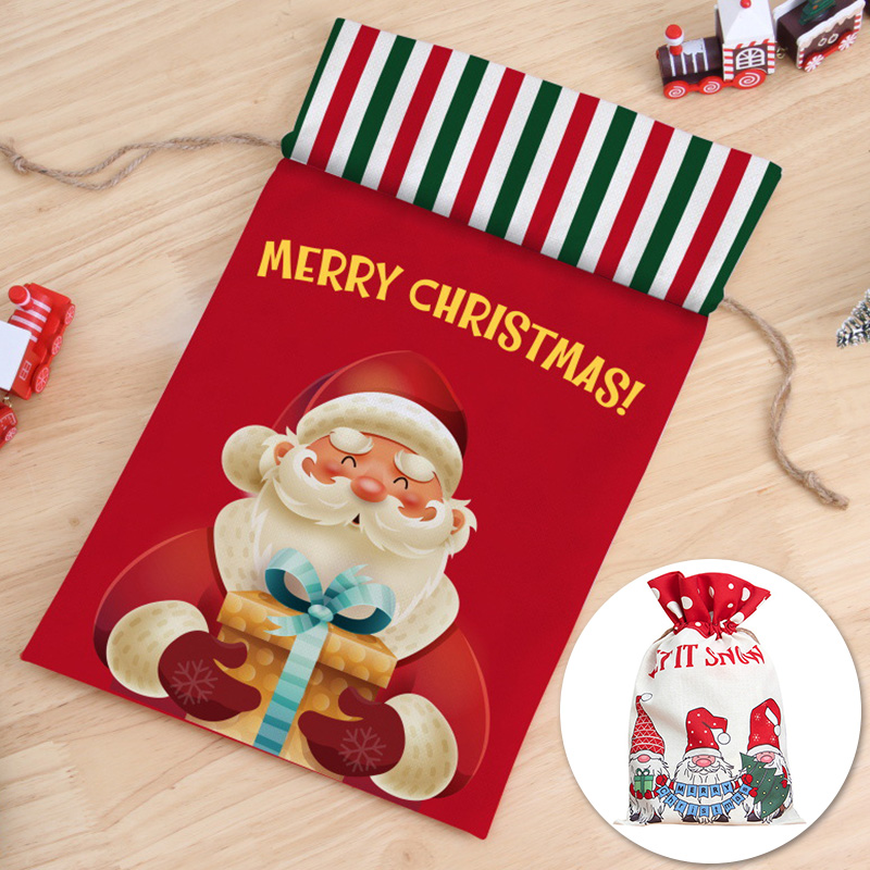 Christmas Purses Wrapping Packaging Cookies Candy Gift Bag Drawstring