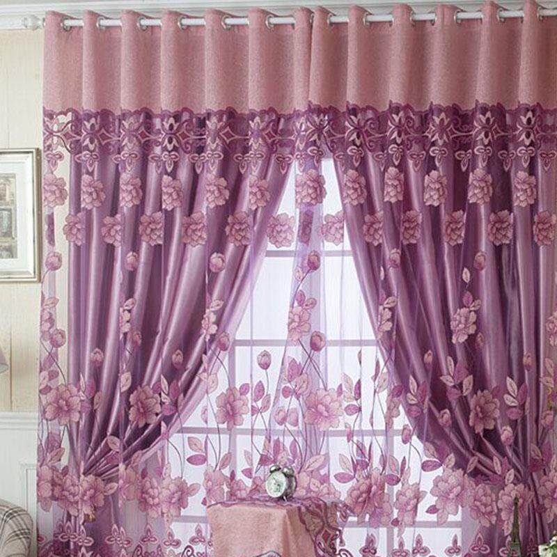 Curtains Drapes Valances Romantic Floral Tulle Voile Door