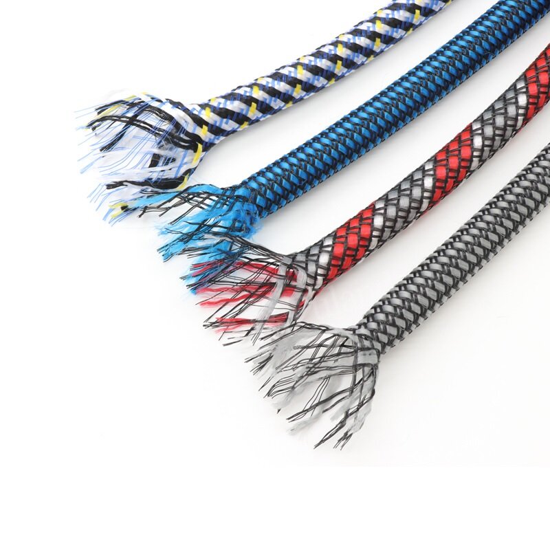 12mm mở rộng Braid tay áo PP sợi bông + ống bọc PET có thể kéo dài dây mềm bọc cáp cách điện bảo vệ dòng khai thác Sheath-5Meters