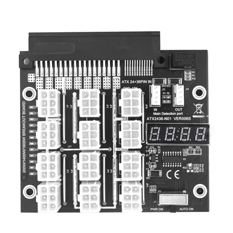 Power supply adapter board 2200w to 12x 6p power board support 36+24pin power slot breakout board for 095hr5 d750e-s1