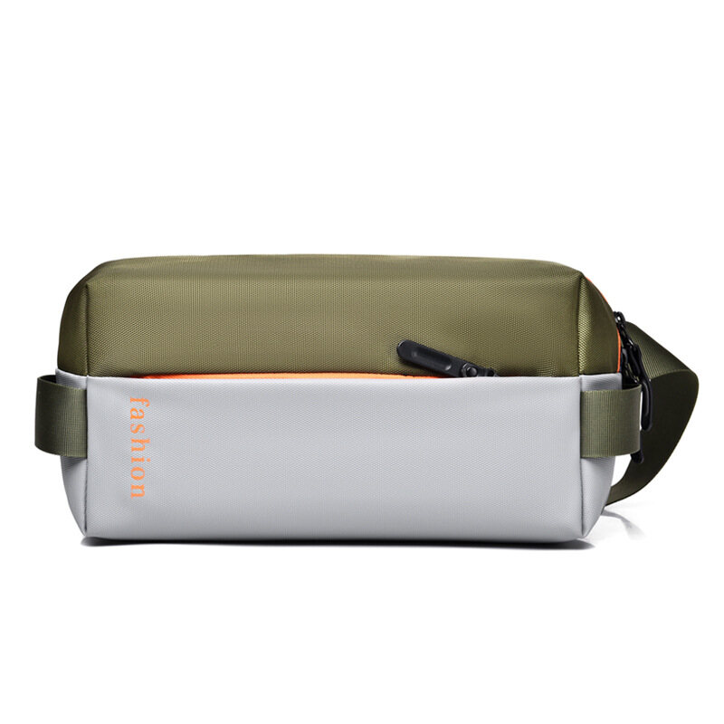 QFDI Men's crossbody bag shoulder bag fashion chest bag casual sports spelling color nylon crossbody bag