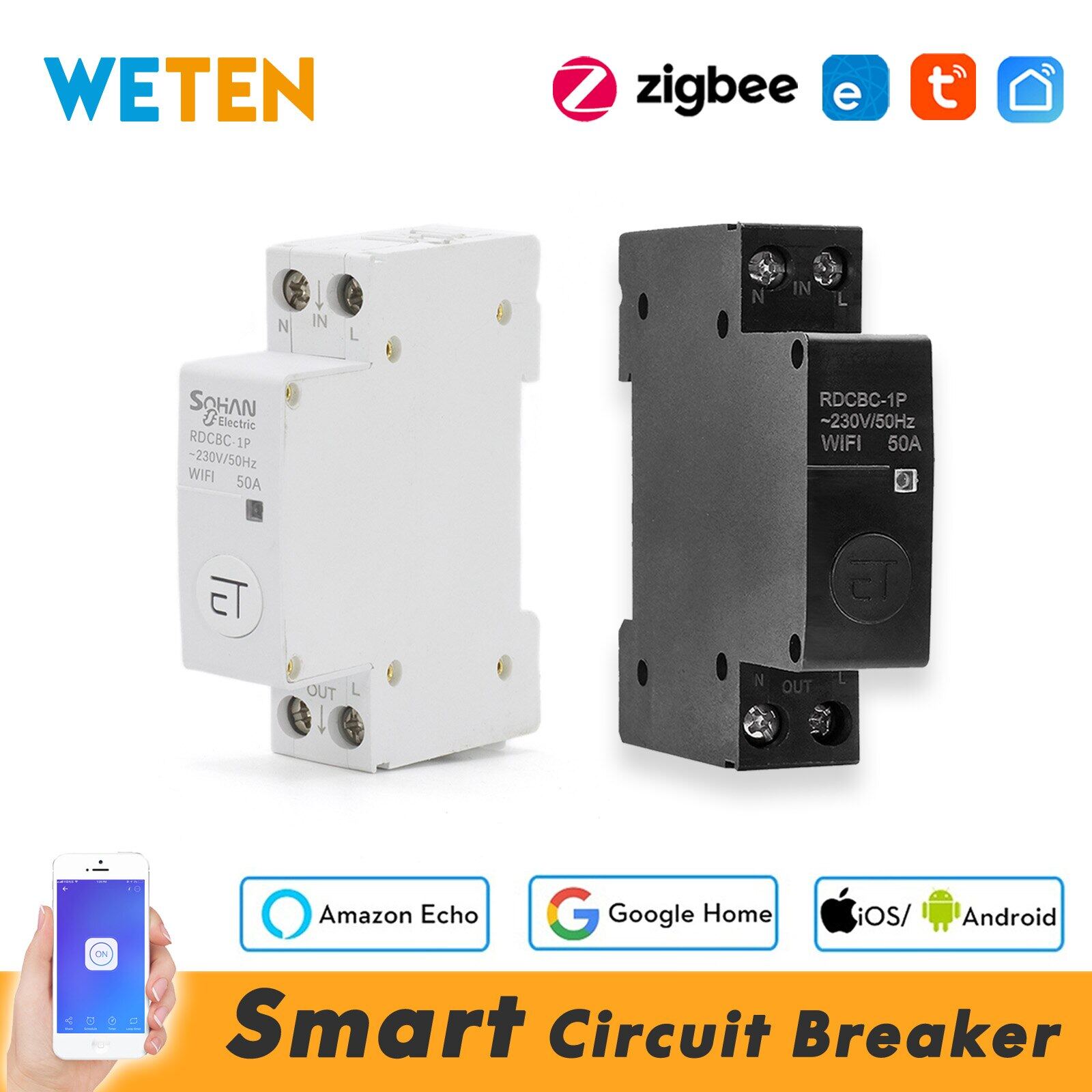 Zigbee / Wifi Circuit Breaker Smart Timer Switch Relay 32A 50A Work ...