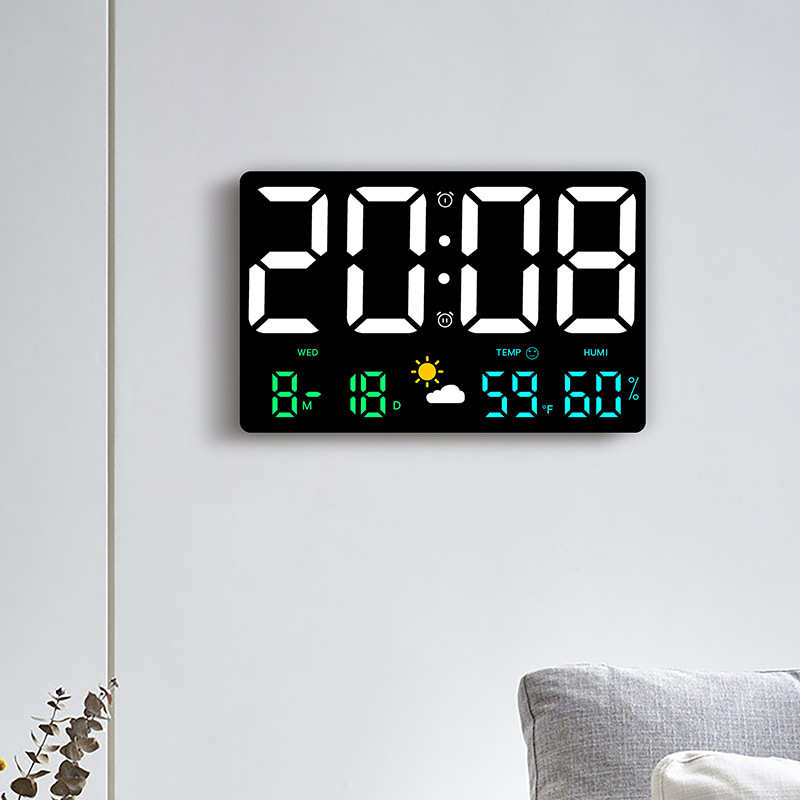 Large screen wall clock, pressure sensing, temperature and humidity, weather clock, multifunctional color weather clock