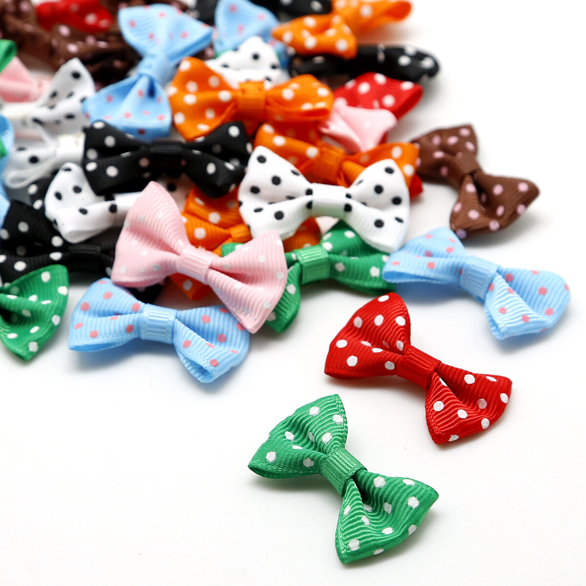 25Pcs/Bag Small Mini Handmade DIY Dot Satin Ribbon Bow For DIY Craft Wedding Bow Tie Decoration & Kids Hairpins