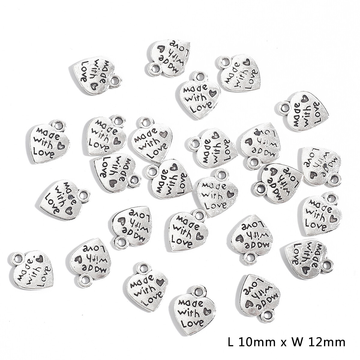 10-50Pcs Antique Silver Alloy Love Heart Shape Charms Pendants DIY Jewelry Findings For Necklace Bracelet Making Accessories