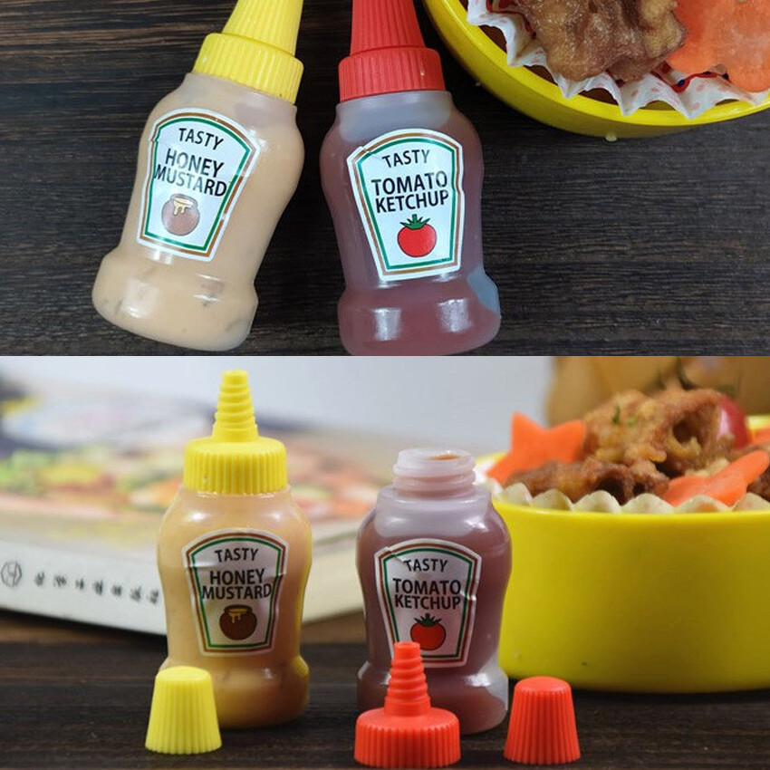 2 cái/bộ 25ml Mini cà chua Ketchup chai xách tay nhỏ Sauce container Salad Dressing container Pantry container cho Bento hộp