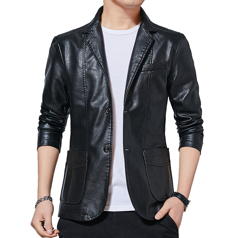 Brand Jacket 2020 Spring New Turn Down Collar PU Leather Youth Slim Coat Men's Casual Business Suit Leather Jacket 4XL