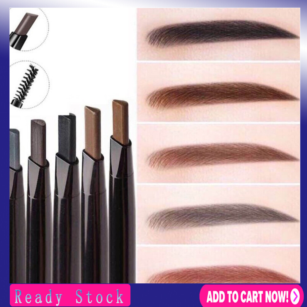 Double-Headed Auto-Rotating Brow Pen Waterproof And Sweatproof Makeup Pen Japanese Makeup Starter Set Automatic Rotary Dual Head Triangle Eyebrow Pencil Brush Non Smudge Eye Cosmetic