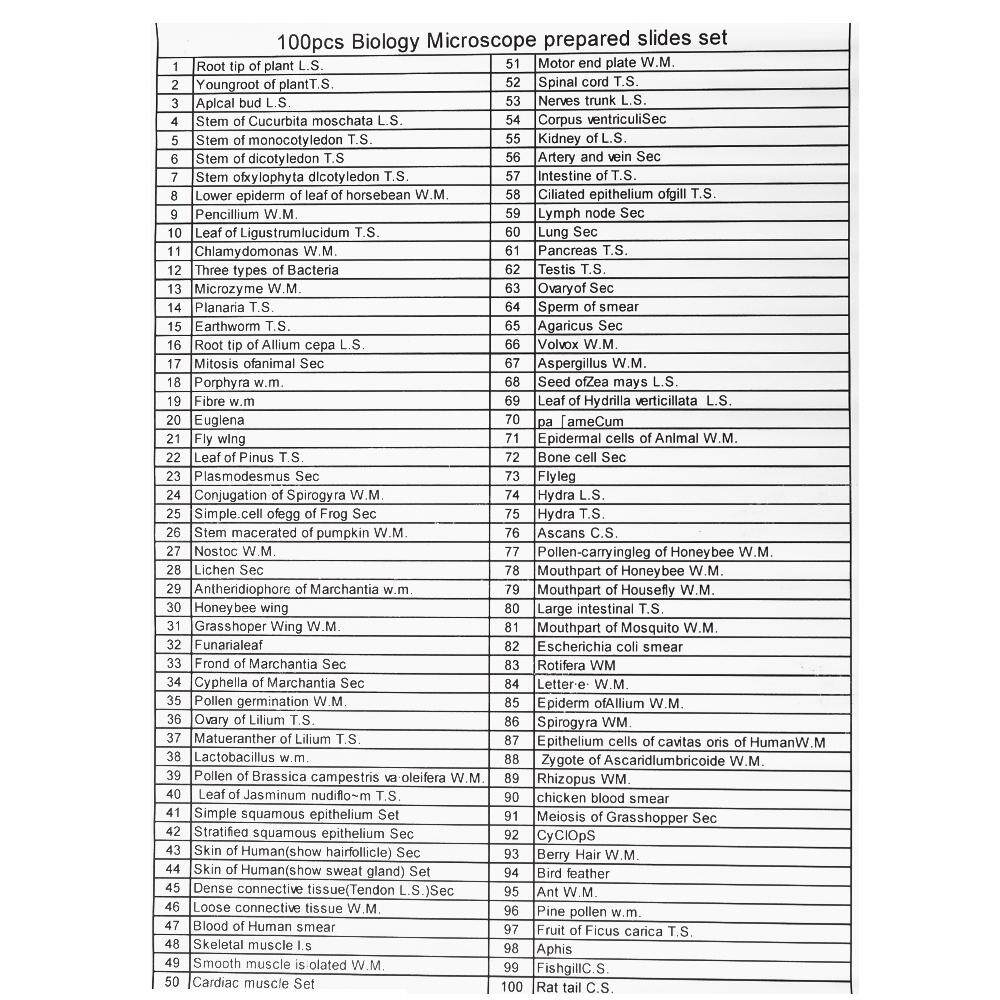 100ชิ้น/เซ็ตBiologicalแก้วตัวอย่างเตรียมBasicสัตว์พืชแมลงเนื้อเยื่อ