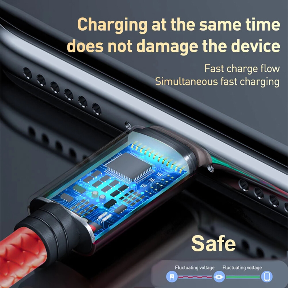 BOKEWU 3 In 1 USB Cable 8 Pin Micro USB Type C Fast Charging Cable for Android iPhone
