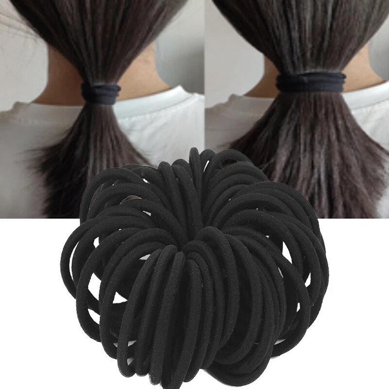 50pcs Women Girls Hairbands Basic Hair Ties Elastic Rubber Bands Ropes ...