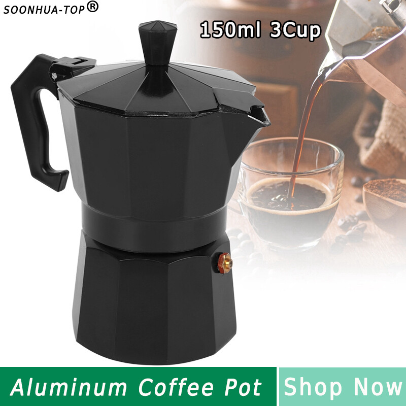 Bình Cà Phê Moka Máy Pha Espresso, Máy Pha Cà Phê Nhôm 3 Ly