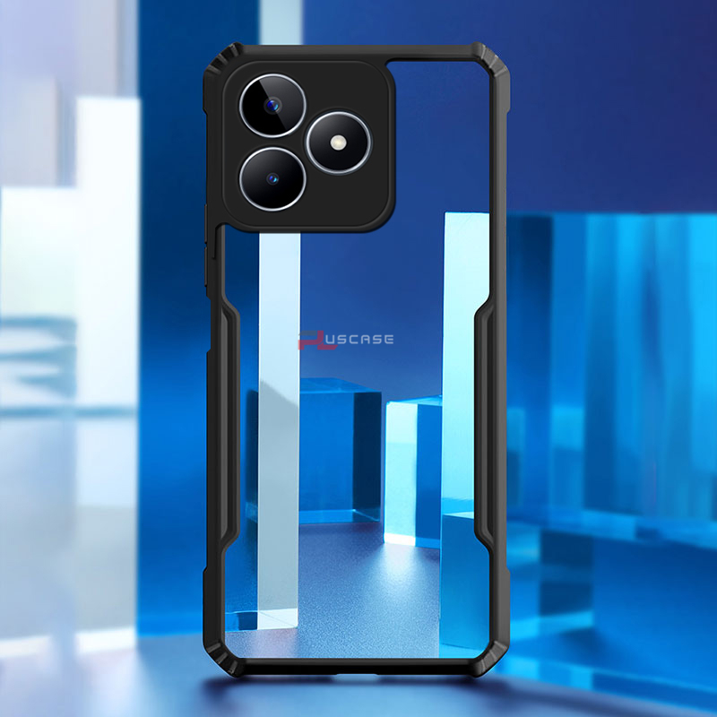 PlusCase for Realme C53 C51 Case Air Cushion Hard Crystal Clear Back Soft Border Shockproof Full Protection Phone Casing