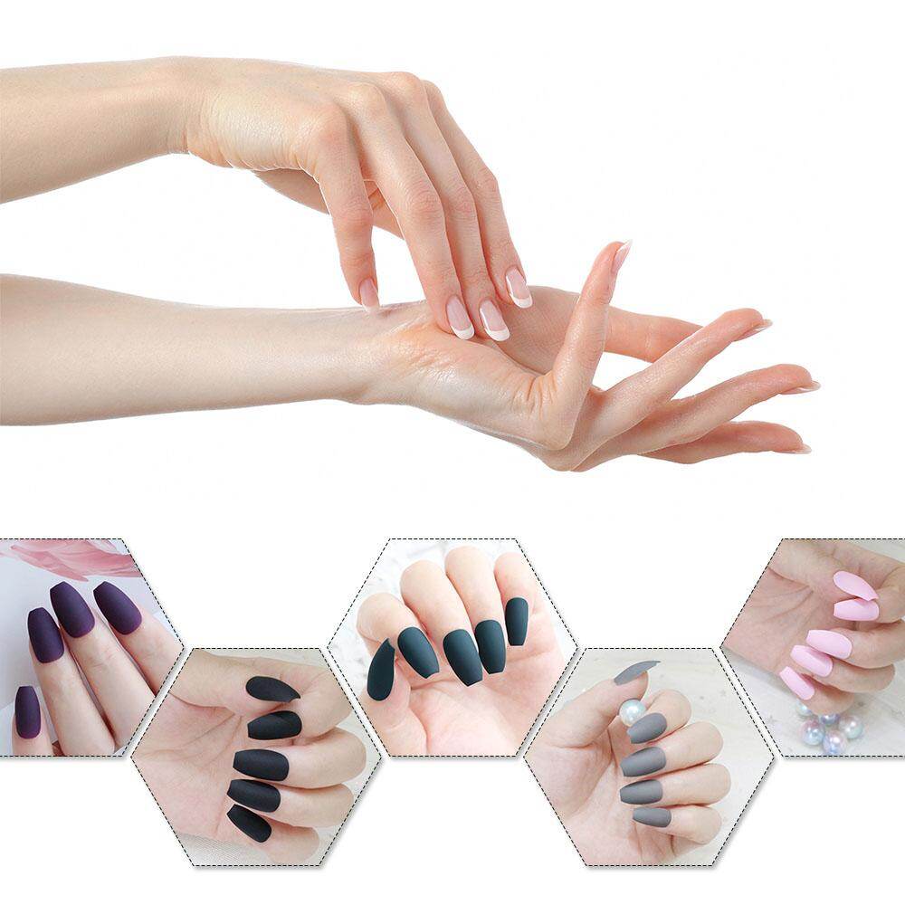 24pcs Colorful Coffin Nails Matte False Nails Frosted Press On