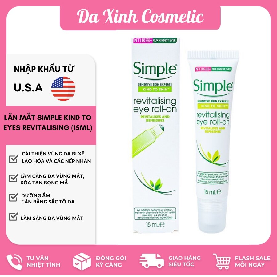 Lăn Mắt Simple Kind To Eyes Revitalising (15ml)