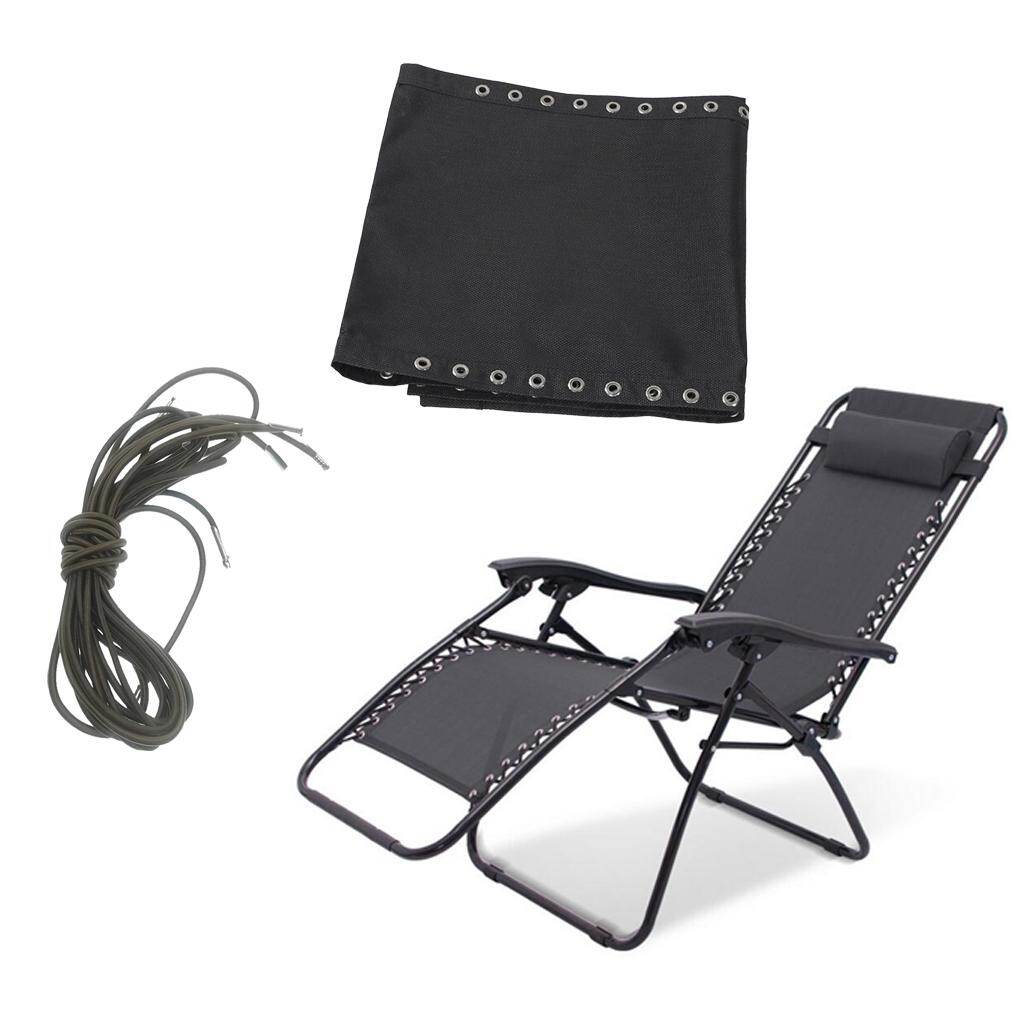 Loviver Black Tessforest Fabric Cloth Replacement for Zero Gravity Chairs Garden Patio Folding Leisure Recliners