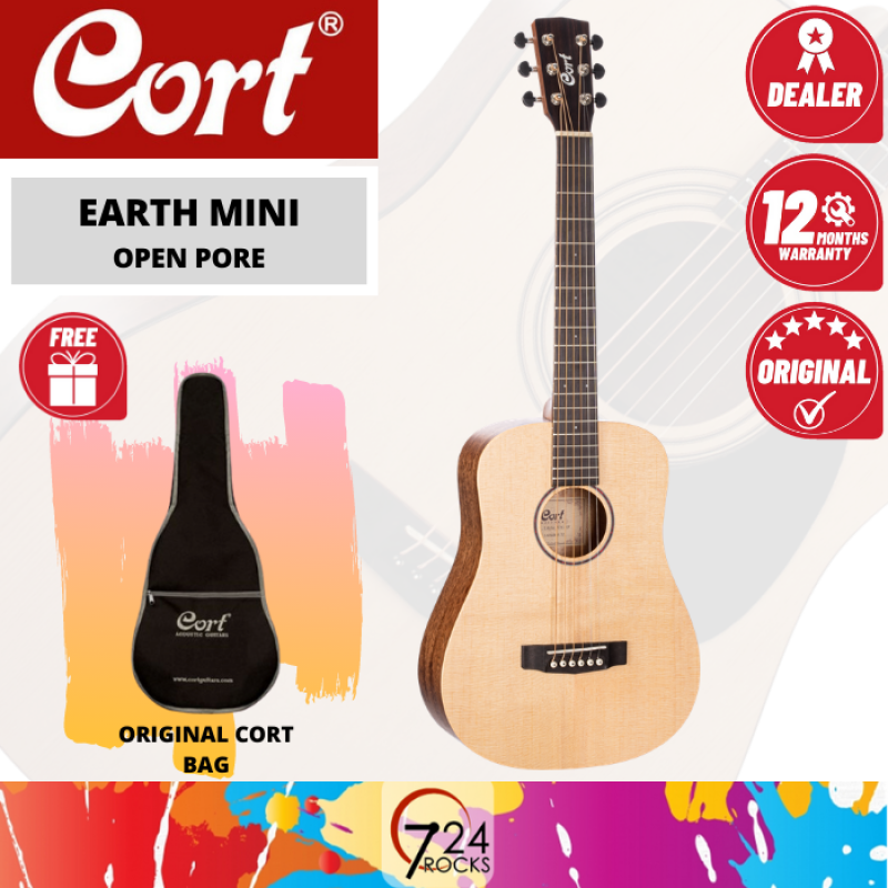 724 ROCKS Cort Earth Mini Earth-Series 3/4 Travel Size Acoustic Guitar Malaysia