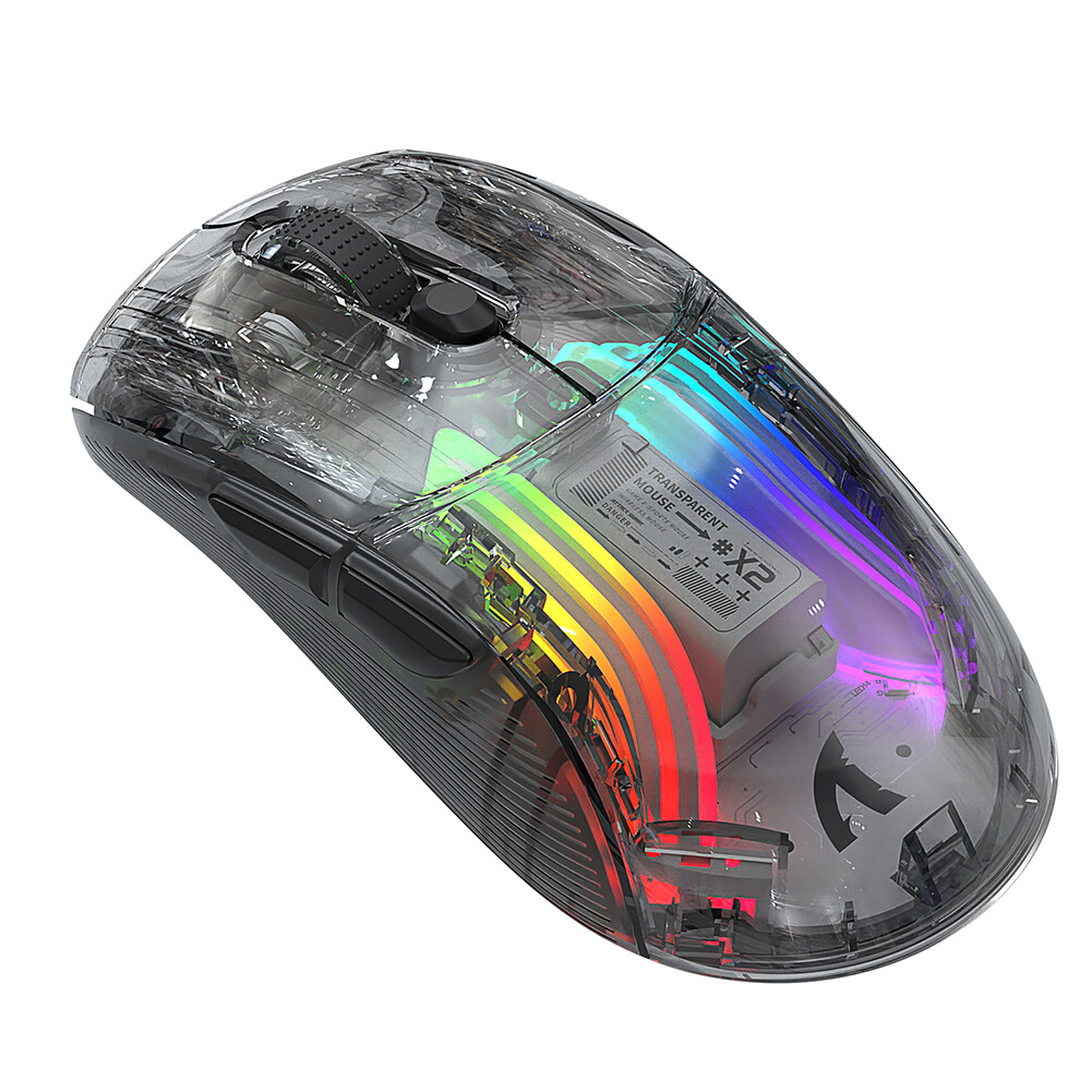 Wired Wireless Gaming Mouse RGB Light Adjustable Transparent Game Mouse Bluetooth-compatible Creative Mouse Comfortable for Desktop Notebook Computer
