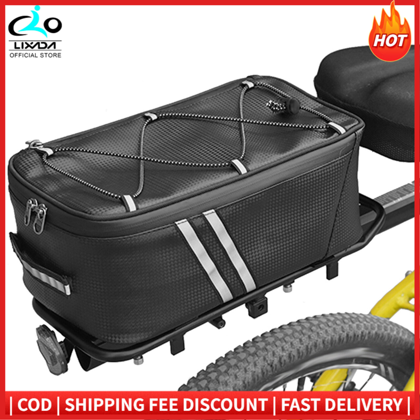 Bike Trunk Bag 7L Bicycle Rear Bag Water Resistant Bike Rack Bag with Waterproof Rain Cover