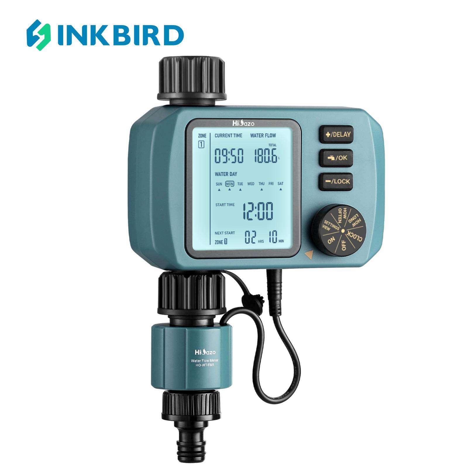 INKBIRD HO-WT-1 Programmable Automatic Digital Water Timer Irrigation System with Water Flow Meter Unlimited Manual Watering Rain Delay for Lawn Garden Greenhouse ราคา 2,441 บาท*ส่งฟรี