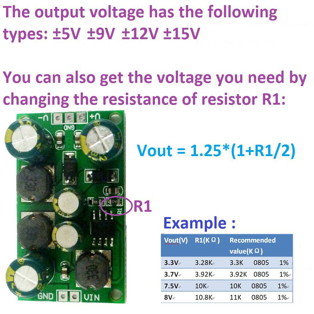 DC-DC Voltage Converter Boost-Buck Power Supply Module Positive Negative Voltage Dual Output 3-24V to ±5V ±9V ±12V ±15V Module