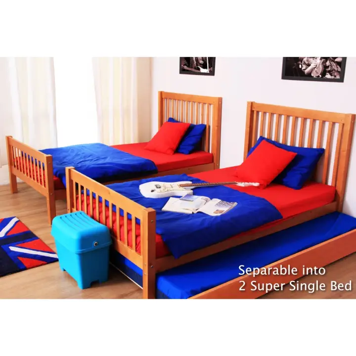 Bunk Beds Kids Beds Katil Kanak Kanak Super Single Bed Katil 2 Tingkat Solid Wood Bed Youth Bunk Bed Lazada