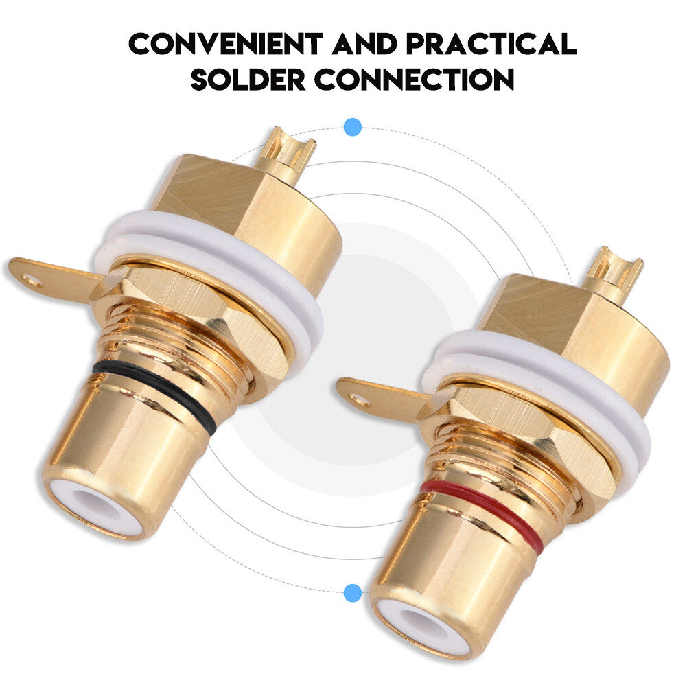 2 Cái Mạ Vàng Đồng Bảng Điều Khiển RCA Gắn Nữ Jack Terminal Ổ Cắm Kết Nối Âm Thanh