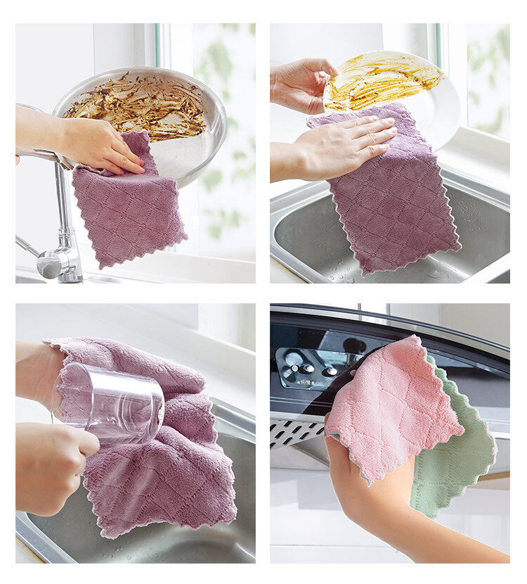 Microfiber Kitchen Dish Cloth Super Absorbent High-Efficiency Tableware Towel Kitchen Tools Household Cleaning Cloths