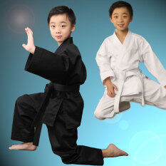 100% cotton đen Karate đồng phục trẻ em thoáng khí WTF Taekwondo Đá quyền anh MMA Võ thuật quần áo luyện tập