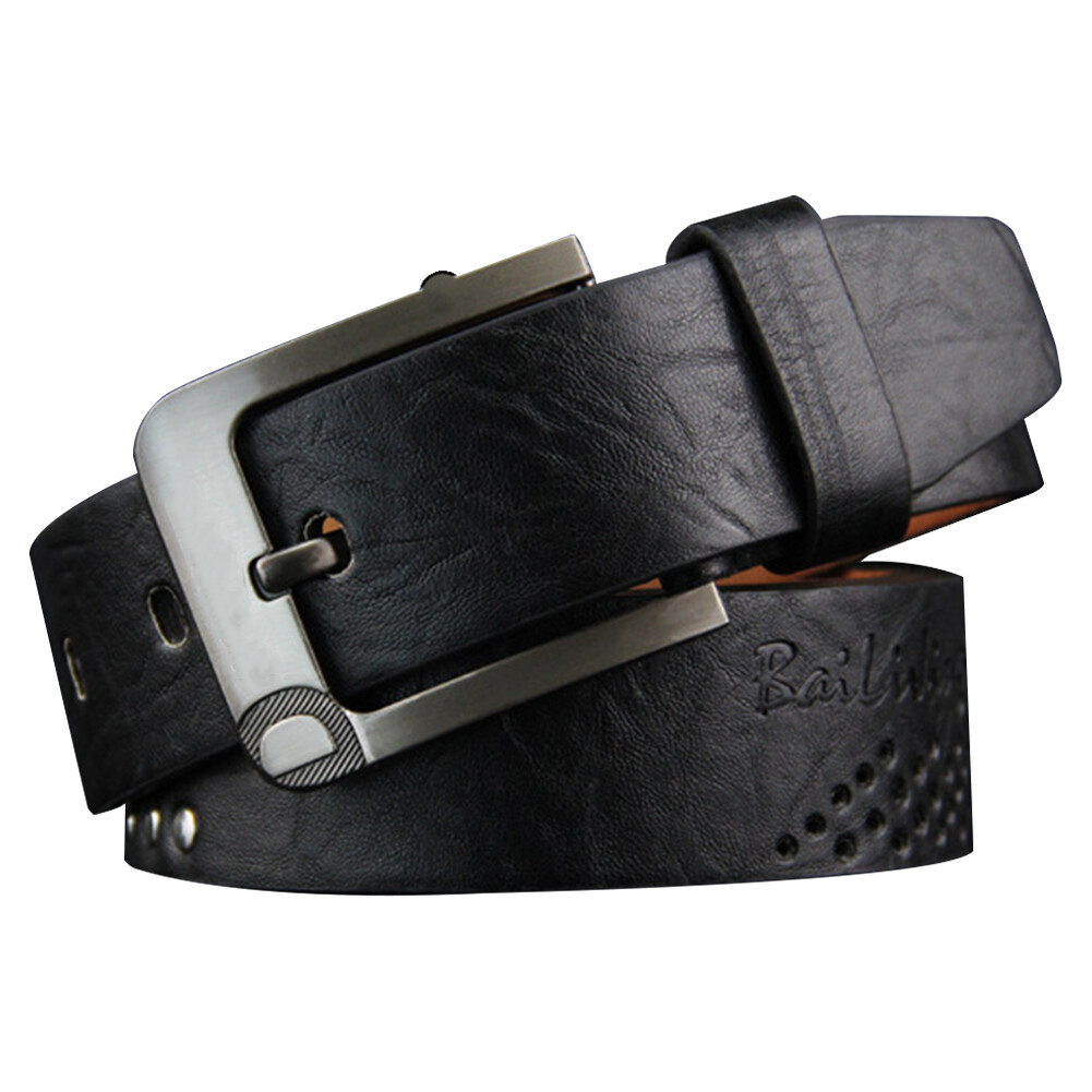 Leather Men'S Belt Luxury Classic Buckle Business Retro Belt Alloy Belt