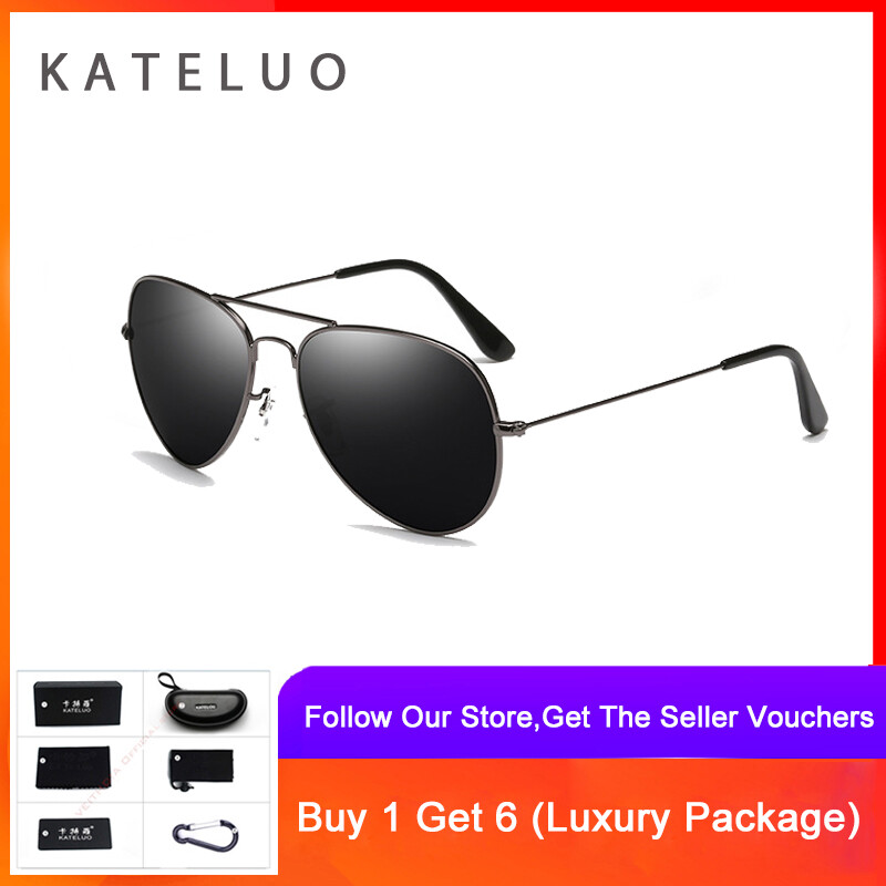 KATELUO Mens Polarized Night Driving Sunglasses Men Brand Designer Yellow Lens Night Vision Driving Glasses  Reduce Glare K3025