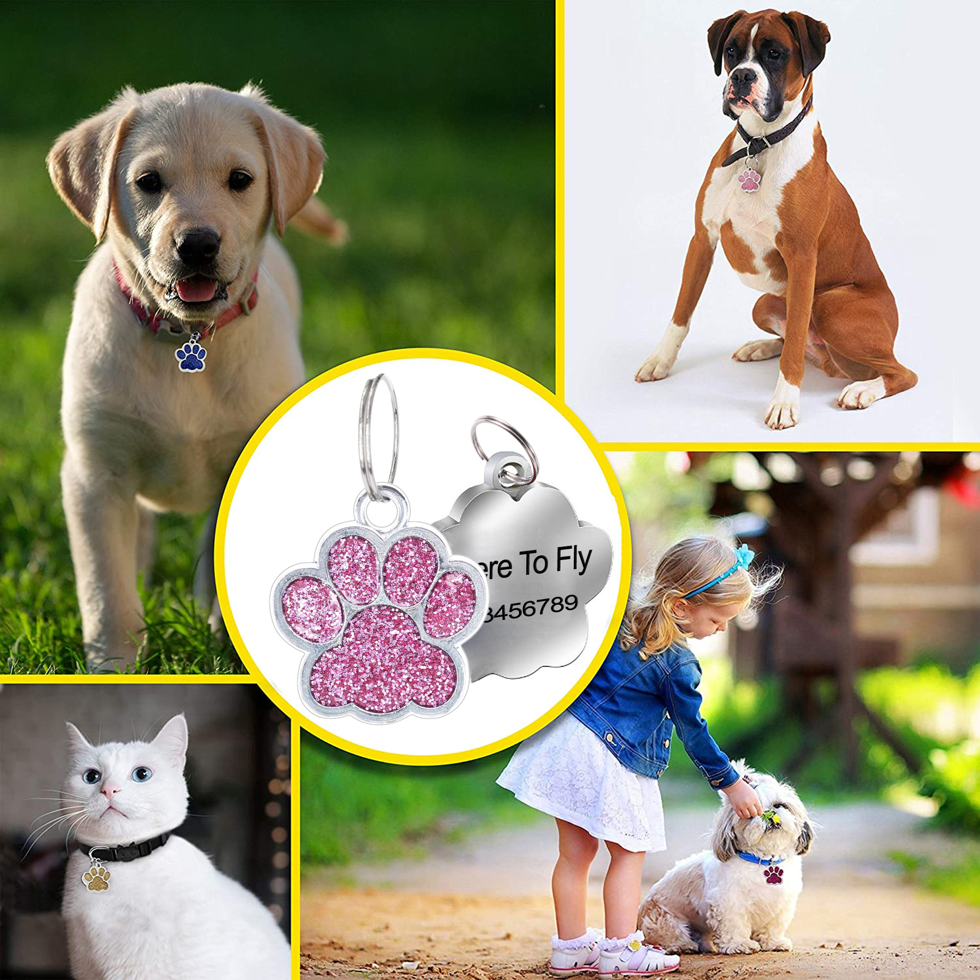 1 PC cá nhân khắc mèo cưng thẻ tên tùy chỉnh Dog ID tag Phụ KiệN Cổ Áo tên nơi chống mất Mặt dây chuyền móc khóa kim loại