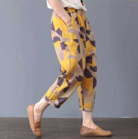 COCOEPPS 2019 Retro กางเกงฮาเร็มใหม่ Plus - ขนาดกางเกงผู้หญิง Baggy Skinny พิมพ์เก้าจุดกางเกงลำลองผู้หญิง