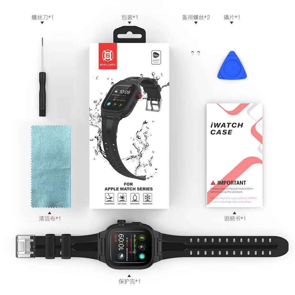 for Apple Watch Series 11/10/9/8/7 46mm/45mm/41mm Case Strap, Waterproof Shockproof Dustproof Rugged Full Protection Bumper Case with Built-in Screen Protector for Apple Watch SE, Series 6 5 4 3 2, 44mm 42mm 38mm