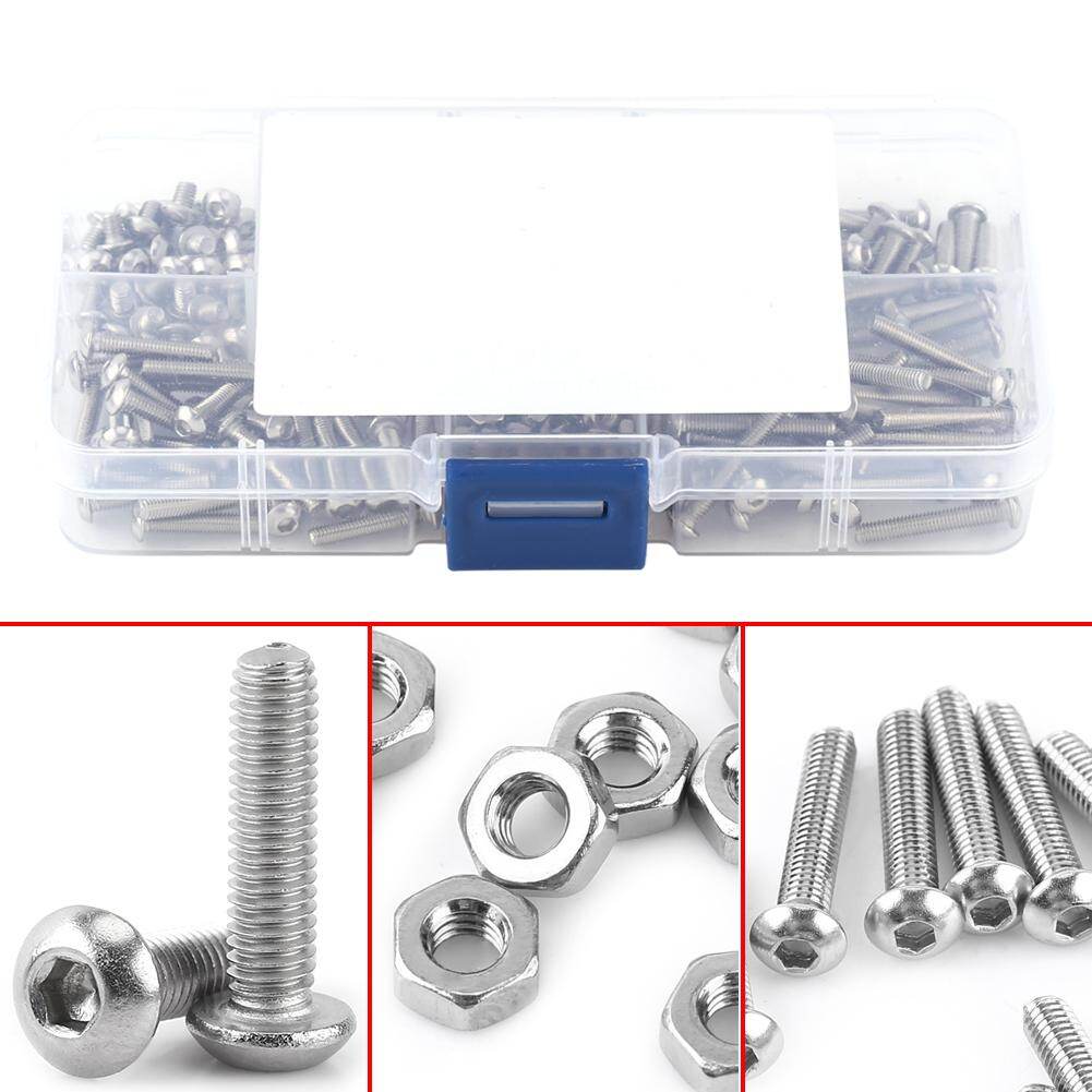 Zonejoy 230 Pcs M3 Thép Không Gỉ SS304 Măng Sông Lục Giác Ốc Vít Hình Nút Bu Lông Và Đai Ốc Với Hộp