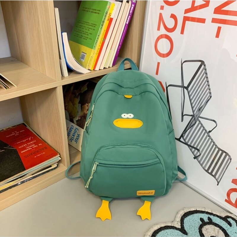 Cartoon Duck backpack for female college students, versatile Japanese high school students, Korean version of girl backpack for female students