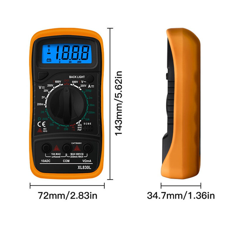 KIPRUN Đồng Hồ Vạn Năng Kỹ Thuật Số LCD Ampe Kế AC DC Máy Kiểm Tra Vôn Kế Thiết Bị Đo Hiển Thị LCD Với 2 Dây Dẫn Nhỏ Nhất, XL830L