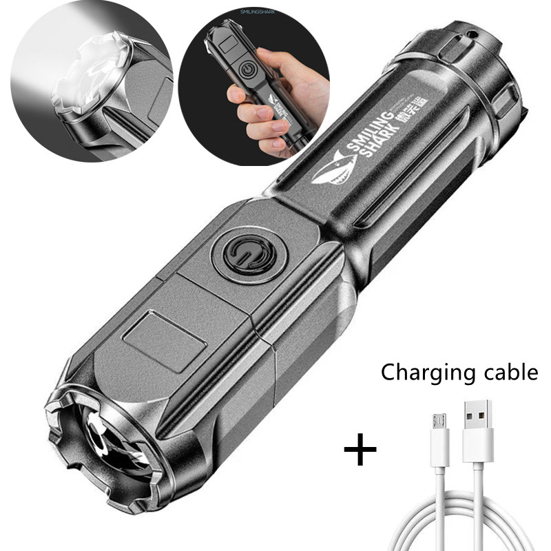 Ultra Bright Flashlight ABS Strong Light Focusing Led Flash Light Rechargeable Zoom Xenon Forces Outdoor Multi-function Torch A15