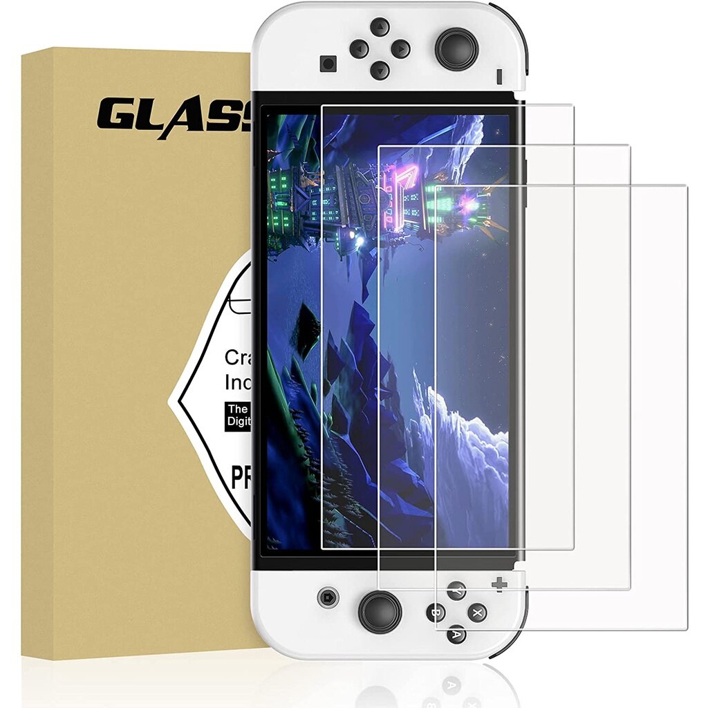3 cái Bộ chuyển đổi Nintendo OLED Kính cường lực bảo vệ màn hình cho chuyển đổi OLED 2021 mô hình, siêu mỏng HD trong suốt chống trầy xước miếng phim bọc màn hình