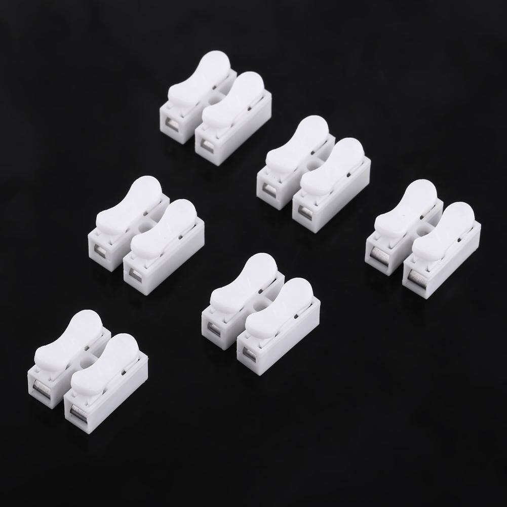 100pcs 10A Quick Terminal 220V 2 Pin Push Quick Wire Cable Connector White Wiring Terminal