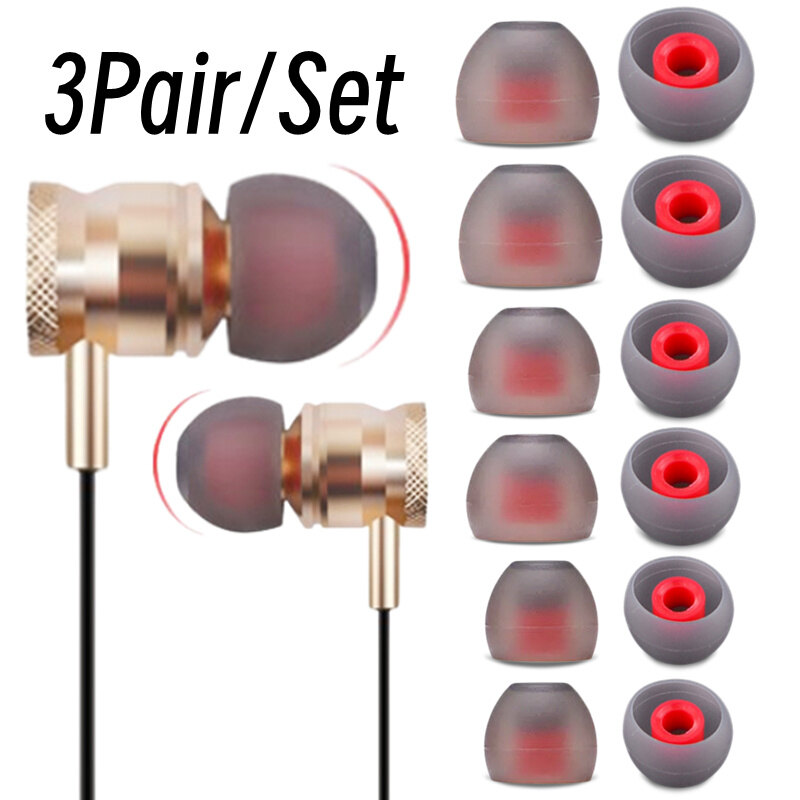 3 cặp Silicone trong tai Tai nghe bao gồm nắp thay thế Earbud lời khuyên nút tai nghe nhét tai Earplug Miếng đệm tai đệm thời trang phổ quát eartips