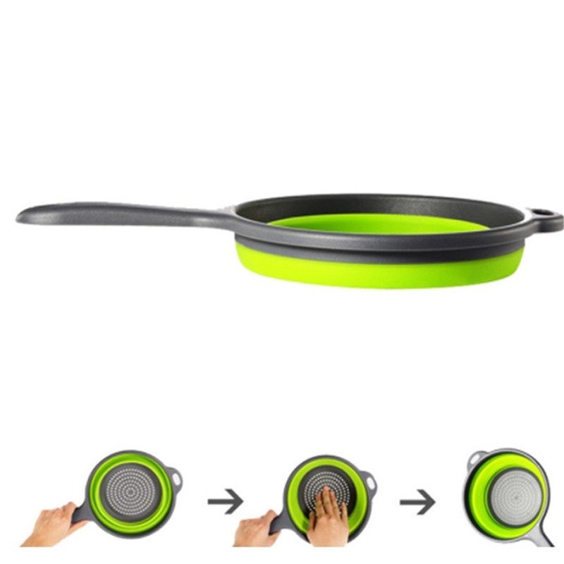 Feng Qi shopRổ Ráo Nước Nhà Bếp & Gia Đình Thiết Kế Mới Rây Lọc Silicon Có Thể Gấp Gọn Chậu Rửa Rau Củ Quả Gấp Gọn 2 Màu