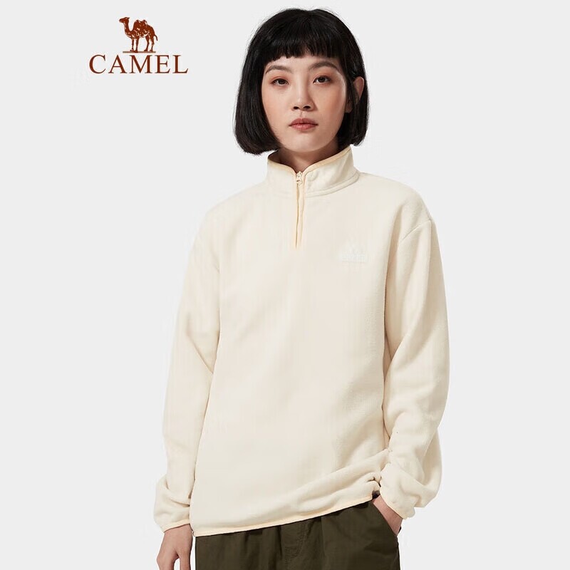 Camel Outdoor Women's Fleece Jacket Comfortable Stand-up Collar Shirt