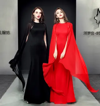 evening gowns with cape sleeves